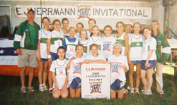 Image of the Girl's Junior High A winning team CNS, presented by Mr. Rich Ambruso