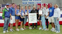 Image of the The John Convertino Elite Girls winning team Cicero-North Syracuse, presented by 2006 honoree, Mr. John Convertino