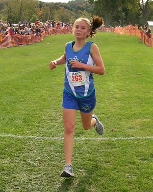 Image of the Monsignor Francis J. Willenburg Girls Modified race winner Jacqlynn Halstead from Cicero-North Syracuse