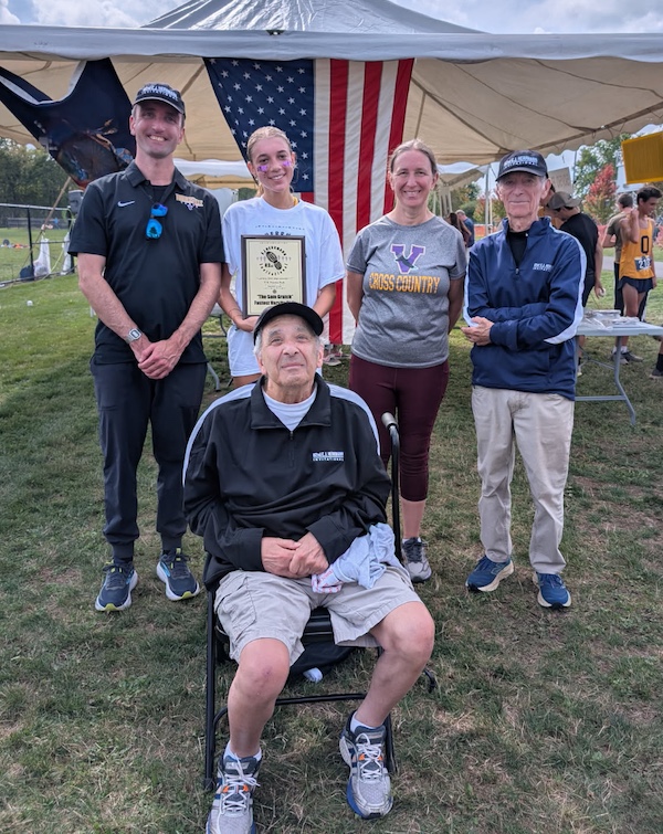 Image of the Sam Gratch Award award winner Avery Grant from Voorheesville, presented by Mr. John Convertino and Mr. Santo Paniccia